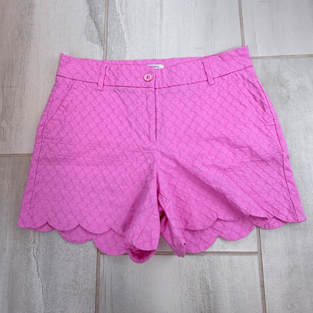 Crown & Ivy Shelby Pink Scalloped Jacquard Stretch Cotton Shorts Size 8